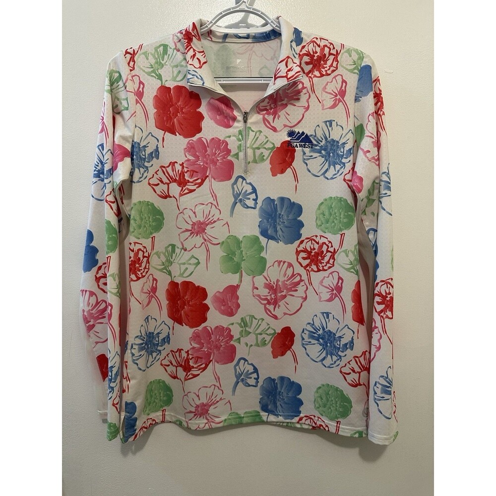 Bette & Court PGA West Floral Quarter Zip Golf Top Women’s Small Stretch